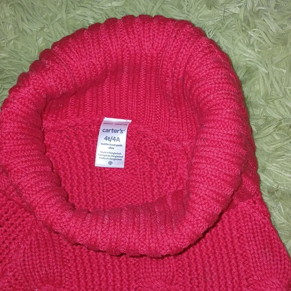 CARTER'S red Cable Knit turtle neck girls poncho Cape‎ Size 4T